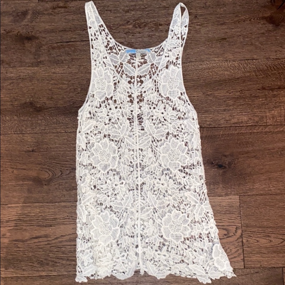 White lace shirt!